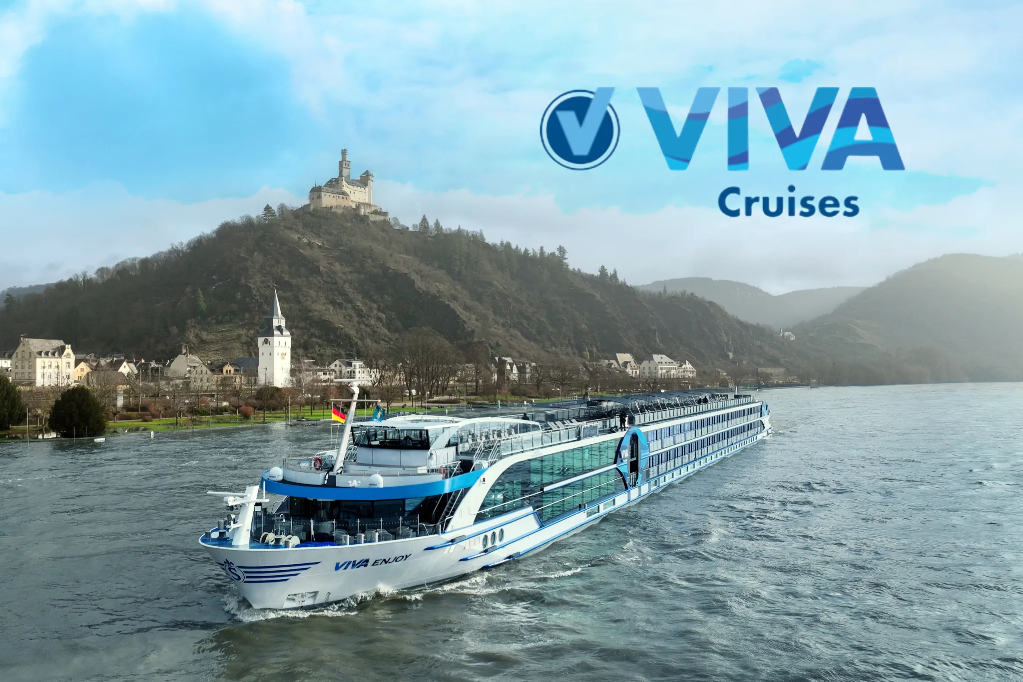 Viva Cruises Flusskreuzfahrtschiff mit Logo